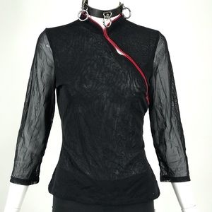 Vintage 90s 00s Y2K black cheongsam mesh top 🖤